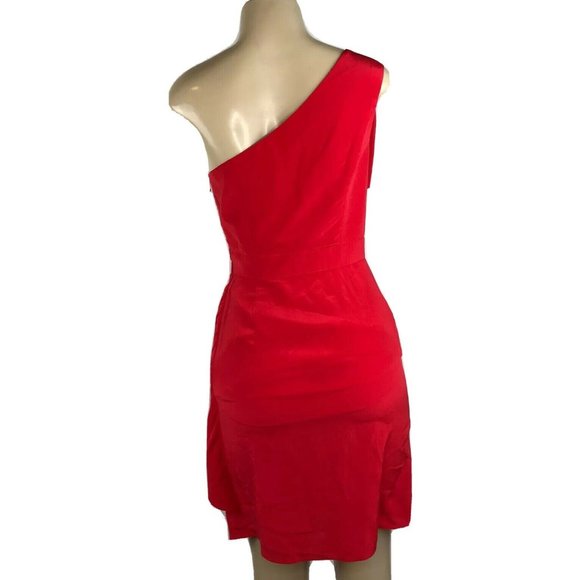 Shoshanna Red One-Shoulder Mini Dress - Picture 7 of 13
